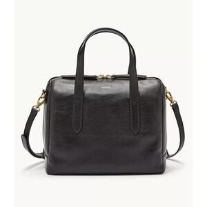 Fossil Sydney Satchel Black Leather Crossbody Bag Handbag NWT